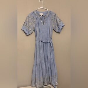 Rose & Rose Boho Resort Midi Dress • Embroidered • M